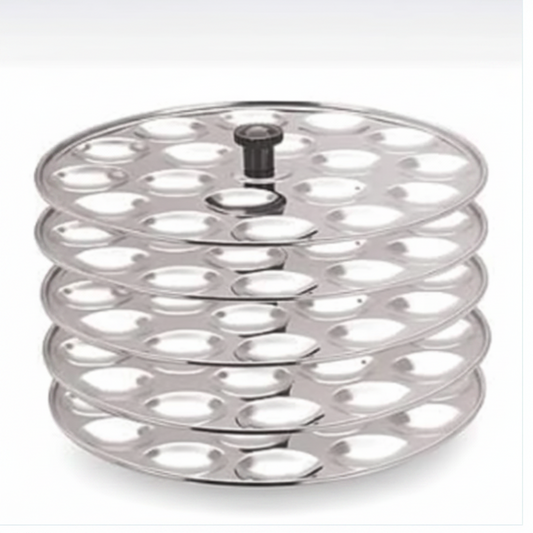 Stainless Steel Idli Maker 5 Round Plates Removable Bakelite Handle