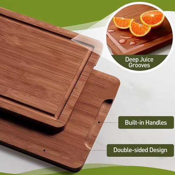 Bamboo Chopping Board Set for Meat and Vegetables