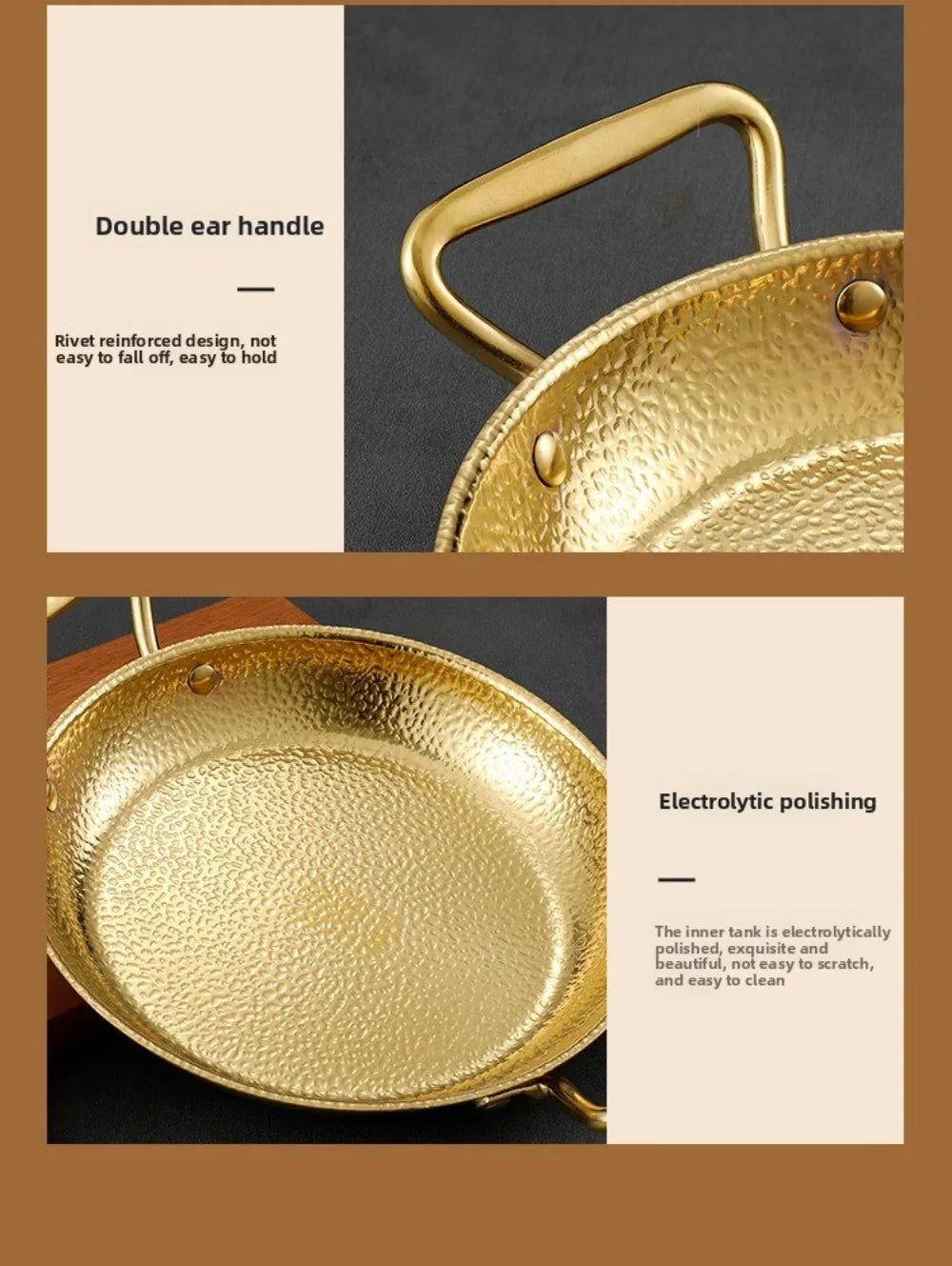 Hammered Stainless Steel Paella Pan