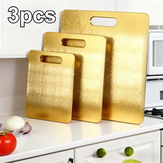 Golden Stainless Steel Chopping Board Set — 3 Piece