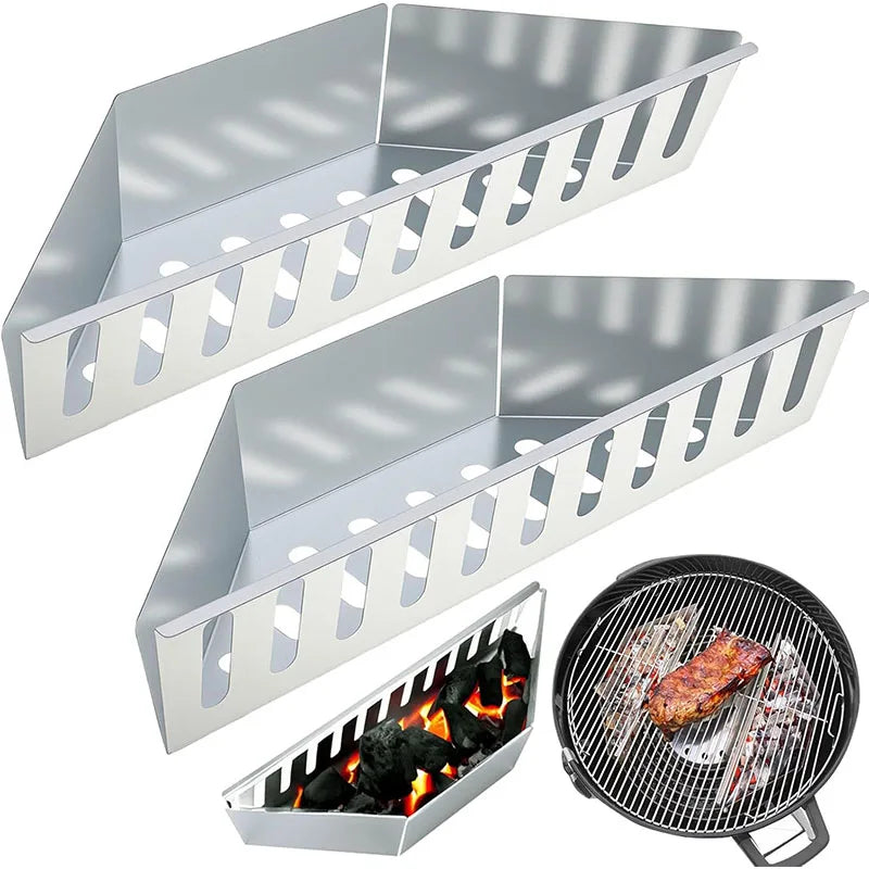 Stainless Steel Camping Charcoal Basket – Contoured Charcoal Tray & Briquette Holder – Ideal for Outdoor Grilling & Barbecues