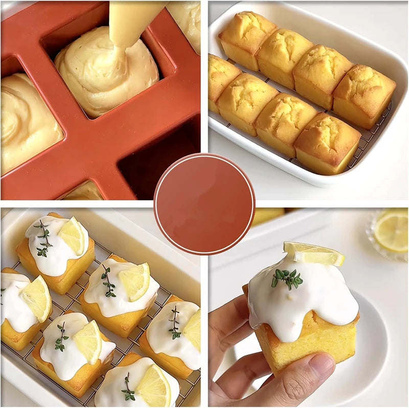 8 Cavity Silicone Cube Cake Mould – 3D Square Mousse & Dessert Mould – Ideal for Brownie Bites, Mousse Cakes & Chocolates