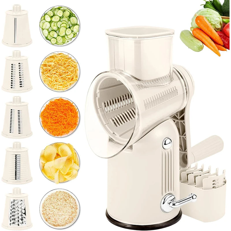 Rotary Cheese Grater with 5 Replaceable Blades