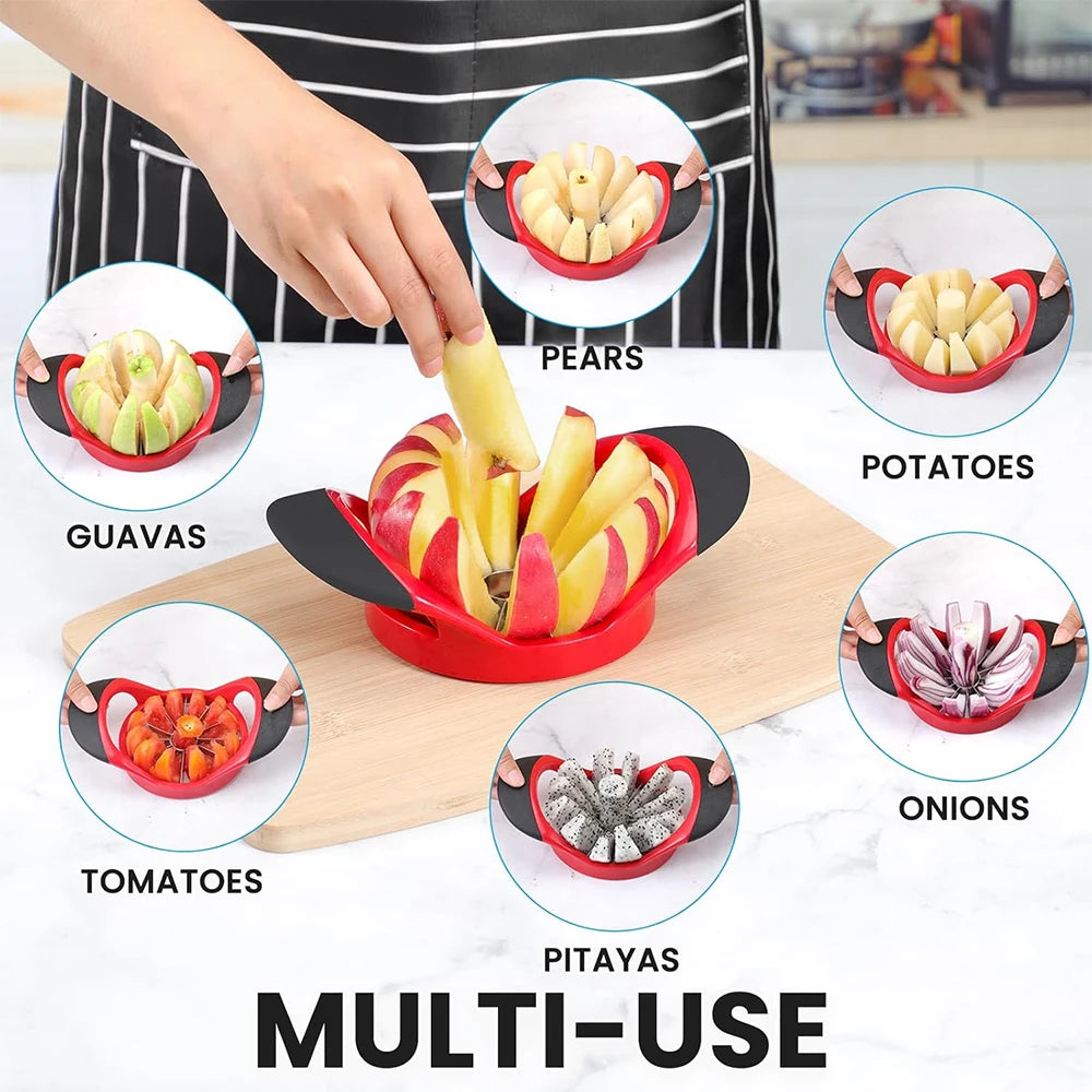 12 Blade Stainless Steel Apple Slicer & Corer – Sharp Apple & Mango Divider – Great for Thin Apple Wedges, Snacks & Lunch Boxes