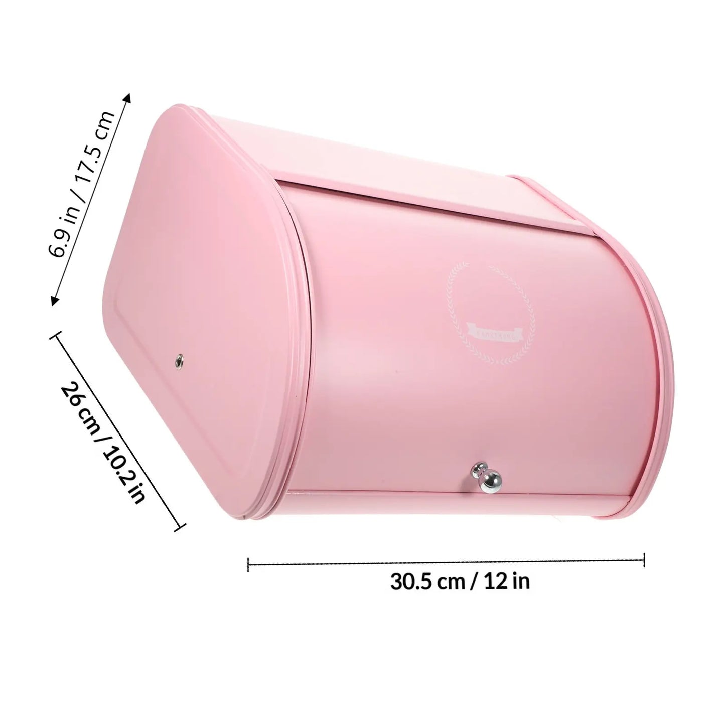 Retro Iron Bread Box with Rolling Door – Pink Powder-Coated Metal Kitchen Storage Bin, Rust-Resistant & Ventilated for Fresh Bread, Bagels & Muffins