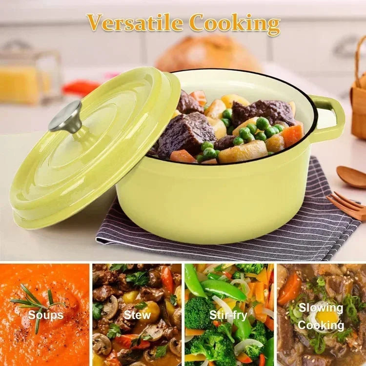 Non-Stick Cast Aluminium Enamelled Cooking Pot with Lid - Available in 2.75L & 4.75L