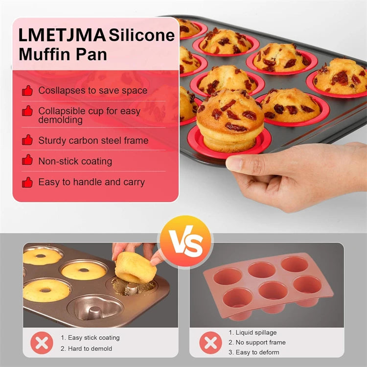 Collapsible Silicone Muffin Pan with Metal Frame