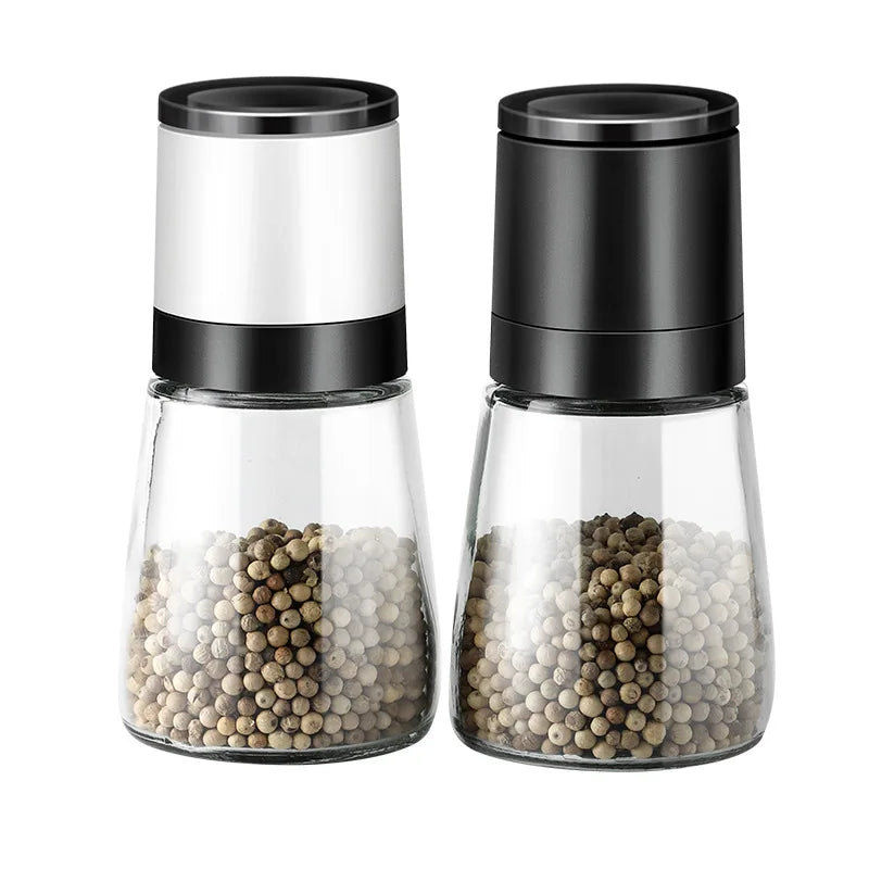 Adjustable Ceramic Salt & Pepper Grinder Set – Manual Glass Pepper Mill & Herb Grinder – Best for Sea Salt, Peppercorns & Dried Herbs 1 Set