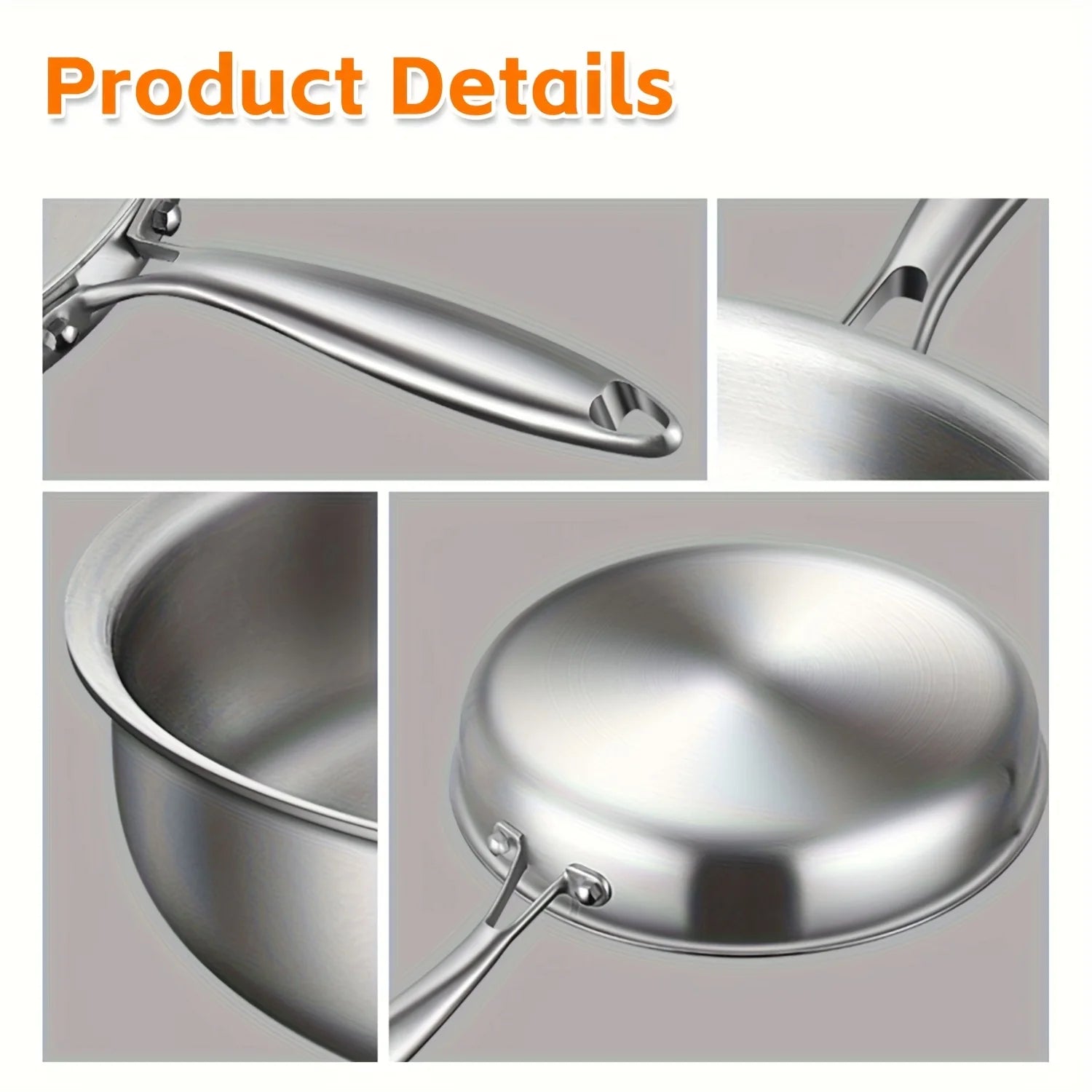 316L Stainless Steel Uncoated Frying Pan
