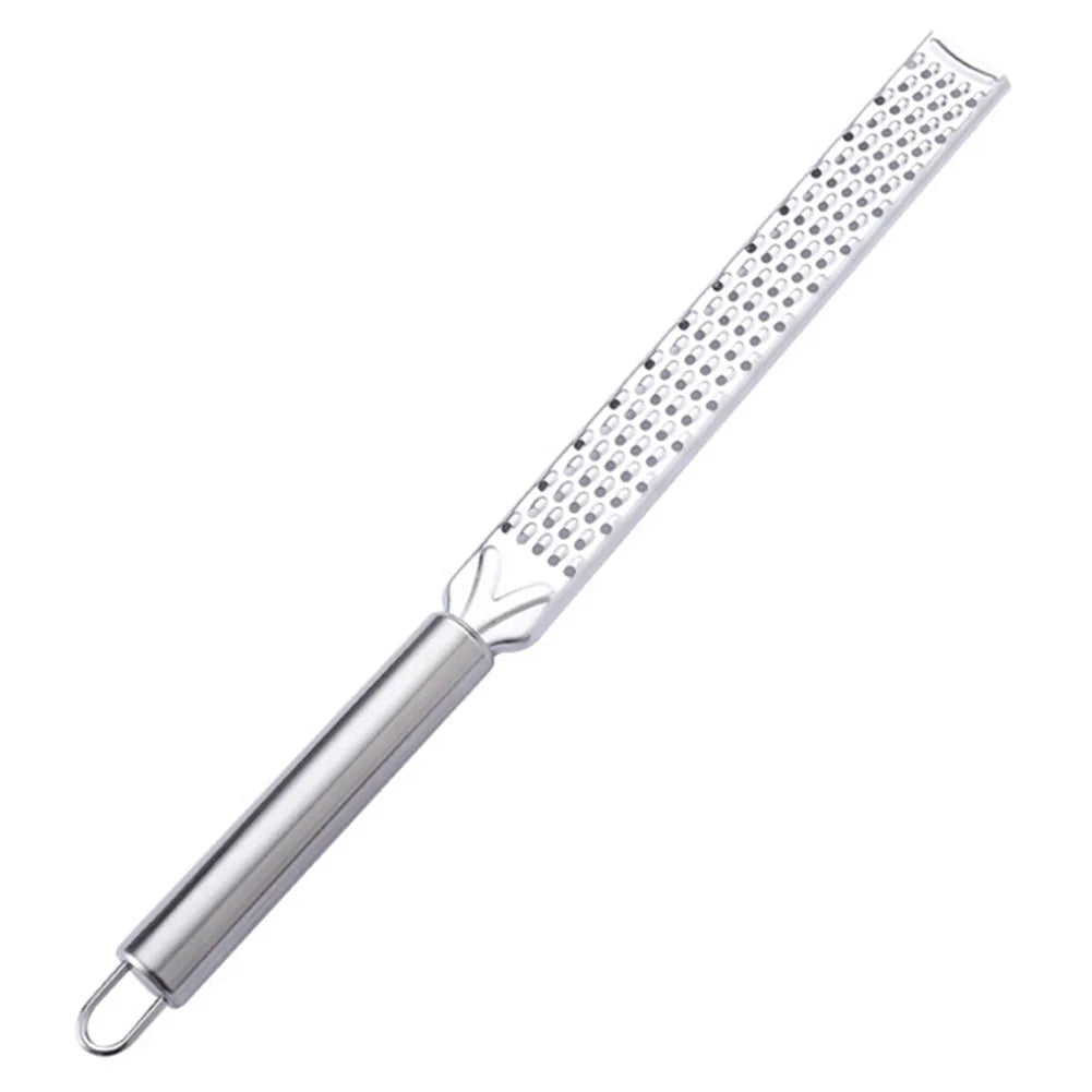 Long Stainless Steel Flat Grater & Zester – Citrus, Ginger, Garlic, Cheese & Chocolate Grater with Hanging Loop – Ideal for Fine Grating & Zesting (20cm)