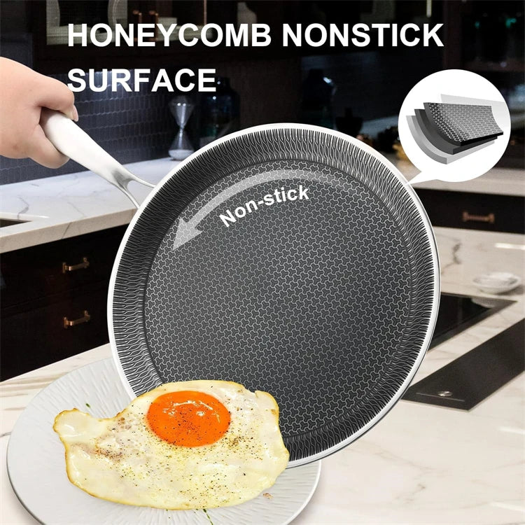 304 Stainless Steel Honeycomb Nonstick Crepe Pan – Flat Skillet, Tawa & Dosa Pan – Ideal for Crepes, Pancakes, Tortillas & Omelettes – Available in 26cm & 28cm