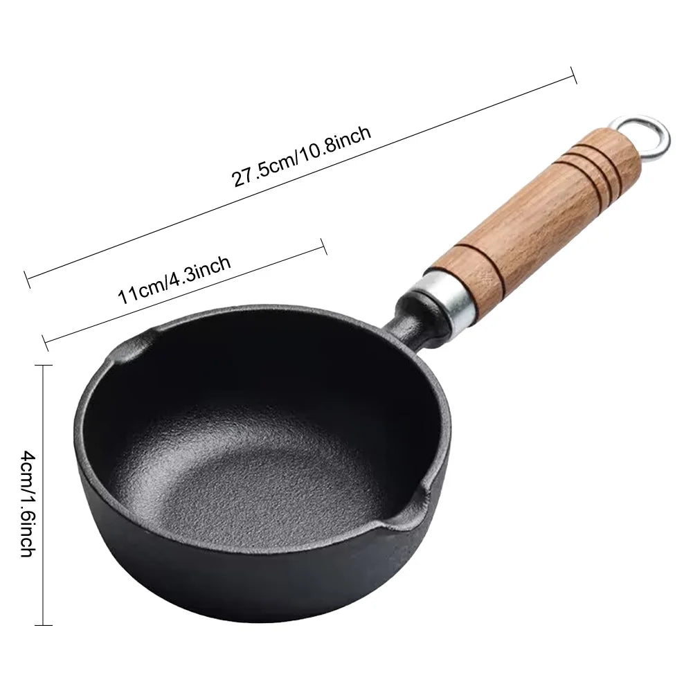 Mini Cast Iron Egg Pan with Pour Spout – Small Non-Stick Milk Pan & Butter Melting Pot – Great for Eggs, Sauces & Baby Food – Available in 11cm & 13cm