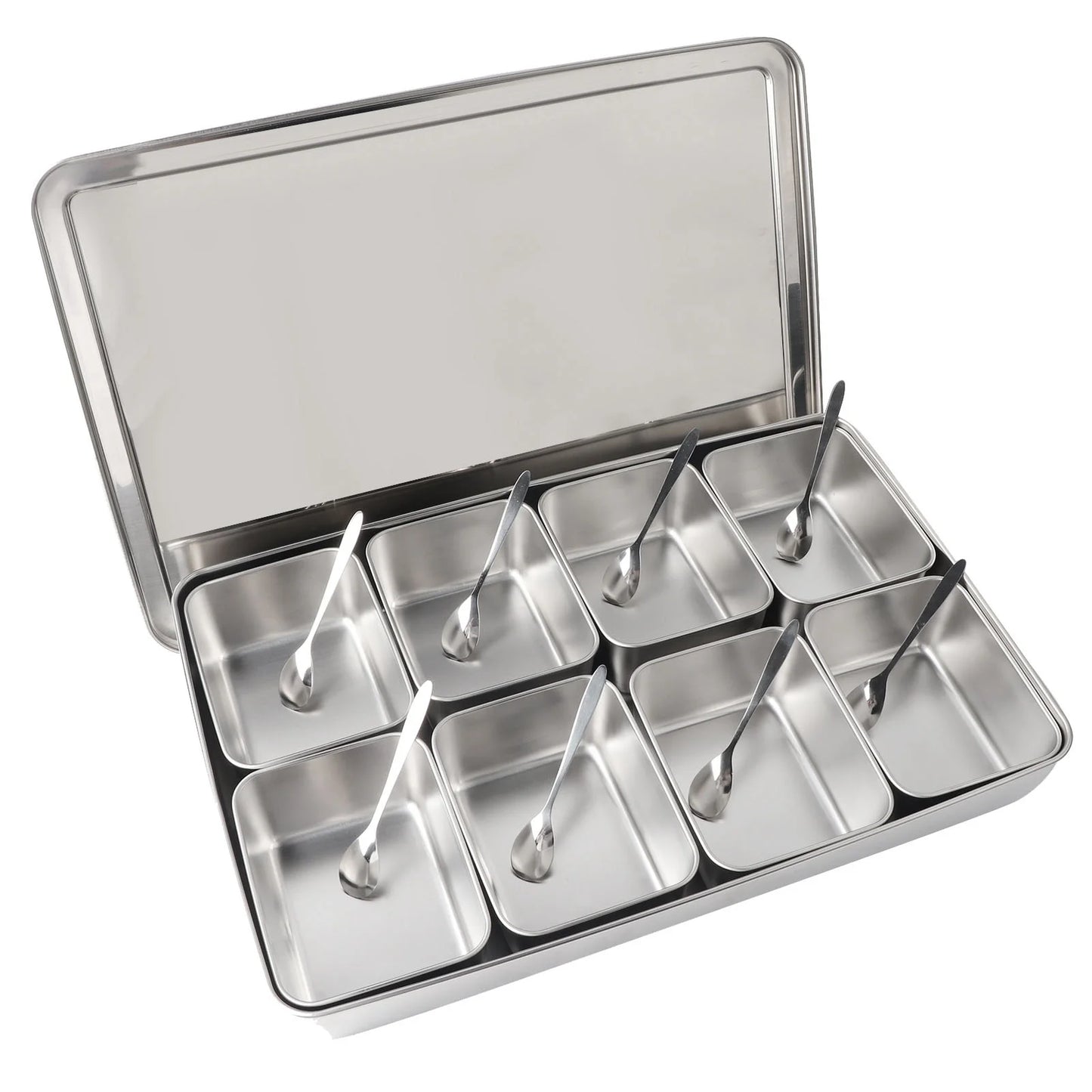 Aluminium Seasoning Box with 8 Compartments – Multi-Use Spice & Herb Organizer with Lid – Ideal for Storing Spices, Herbs & Condiments – Durable & Stylish for Modern Kitchens