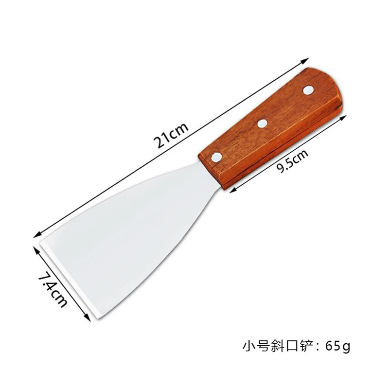 Stainless Steel Griddle Spatula & Grill Scraper with Wooden Handle – Square Head Burger Turner & Pizza Shovel – Perfect for BBQ, Steaks & Pancakes