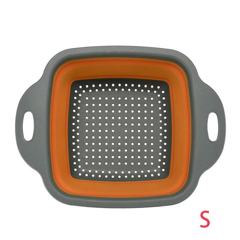 Square Collapsible Silicone Colander – Foldable Food, Fruit & Vegetable Strainer – Great for Draining Pasta & Saving Cupboard Space – Available in Green, Blue, Red & Orange Colours