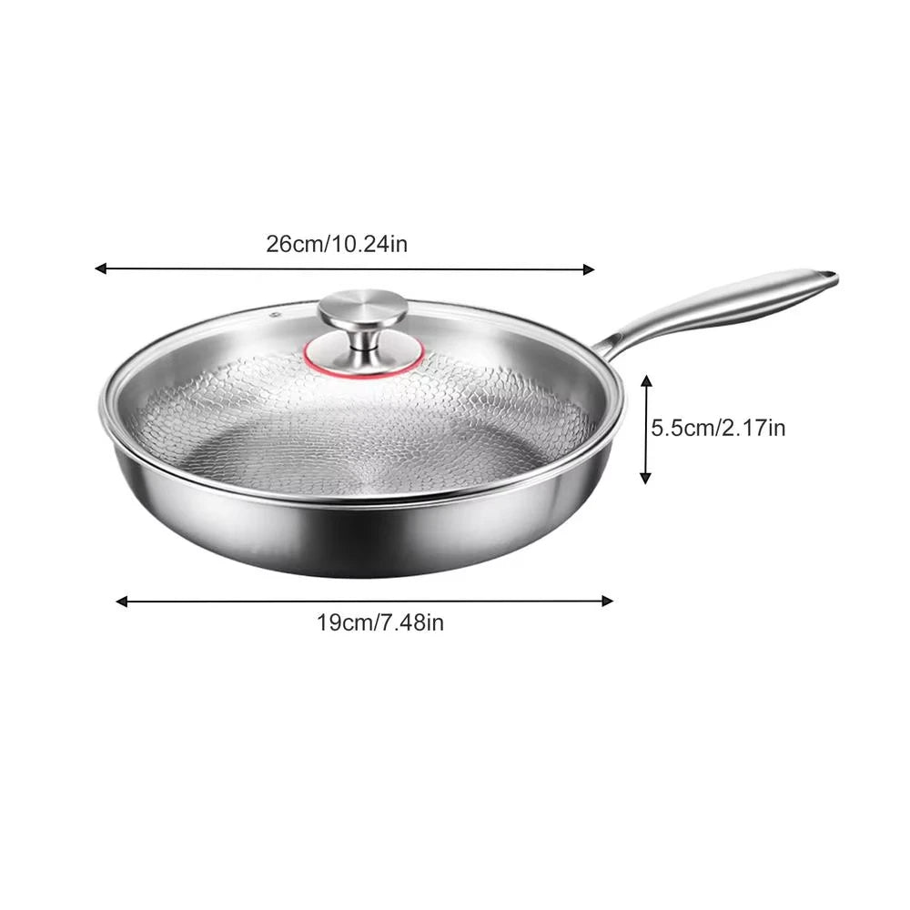 Titanium Fish Scale Hammered Uncoated Non-Stick Frying Pan with Glass Lid – Induction Compatible Steak & Stir-Fry Pan – Ideal for Searing, Frying & Everyday Cooking – Available in 26cm, 28cm & 30cm