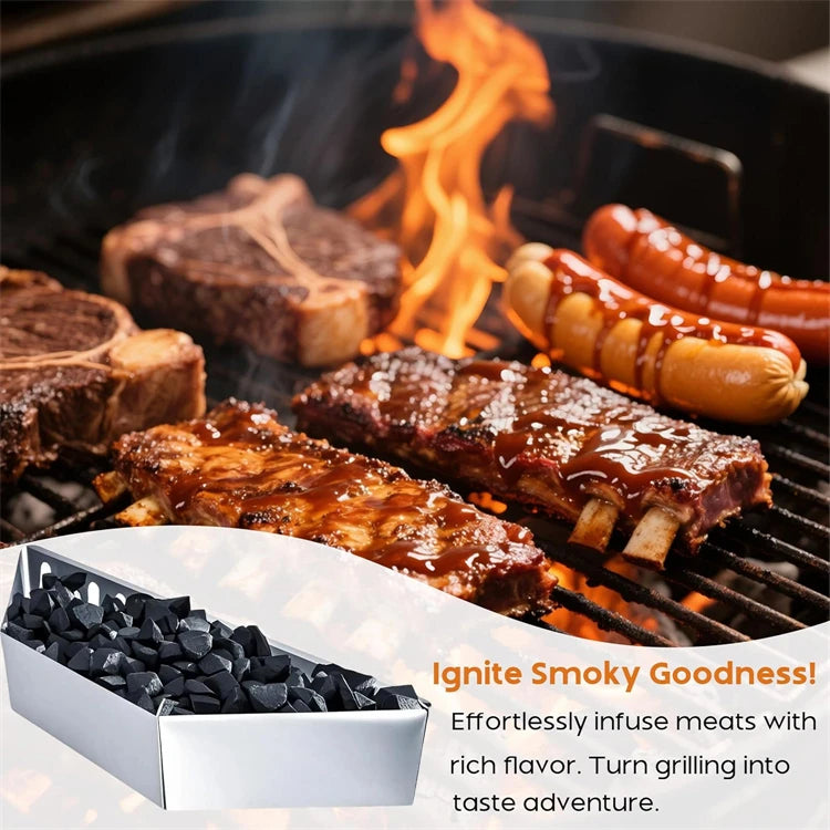 Stainless Steel Charcoal Basket – BBQ Charcoal Holder & Container Tray – Great for Indirect Grilling & Smoking on Kettle Barbecues
