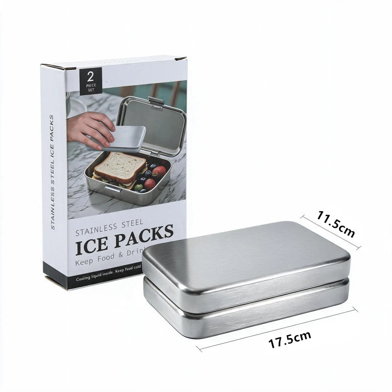 Reusable 304 Stainless Steel Ice Packs – Quick Freeze Metal Cooling Plates for Cool Bags & Lunch Boxes – Ideal for Picnics & Camping