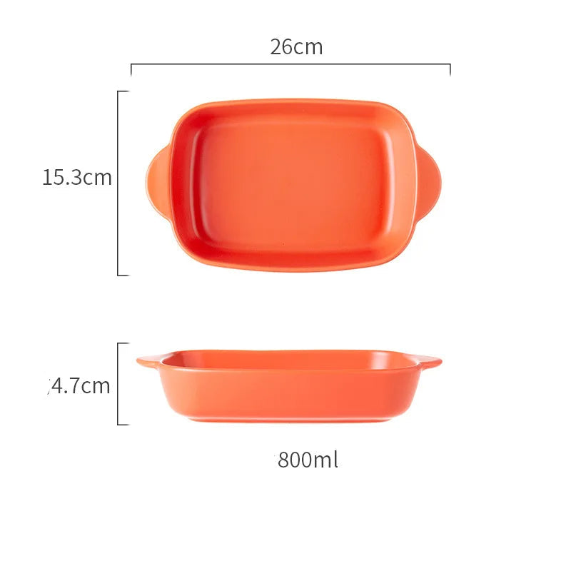 Ceramic Baking Dish — Oven-Safe Au Gratin Dish B-O-Large — Orange