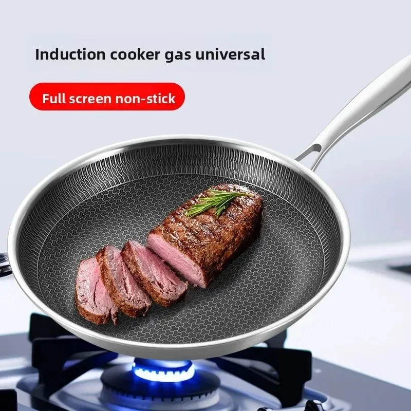 304 Stainless Steel Honeycomb Frying Pan