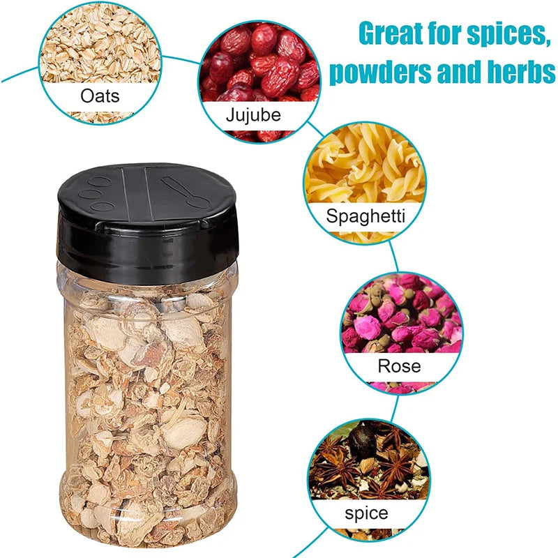 Clear Plastic Spice Jars with Shaker Lids – Seasoning Containers for Spice Powders & Herbs – Ideal for Organising Kitchen Cupboards – Available in 6 Pieces, 9 Pieces, 12 Pieces & 15 Pieces