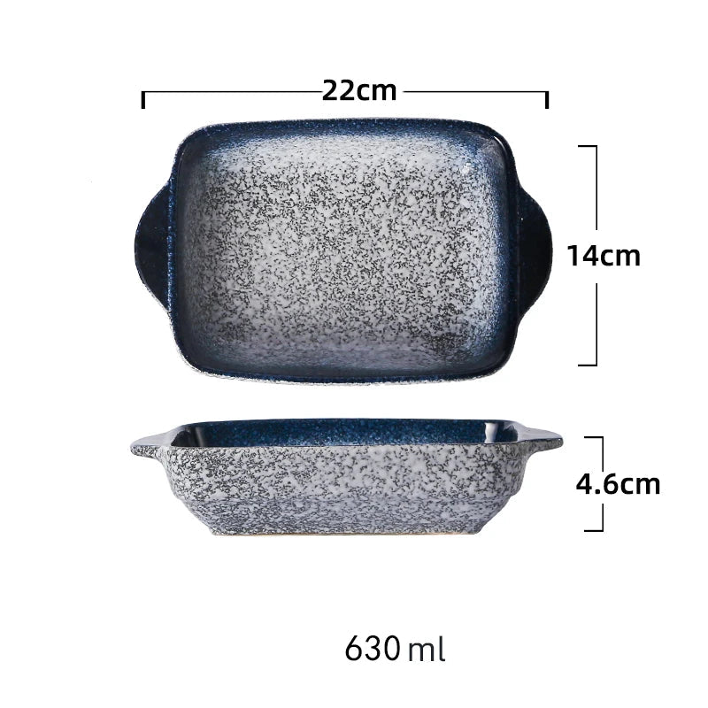 Ceramic Rectangular Baking Tray with Dual Handles – High-Temperature Resistant Porcelain Dish for Baking, Roasting, BBQ, Pasta, Rice, Lasagna, Salads & Daily Meals – Durable, Easy-to-Clean & Even-Heat Design – Oven, Microwave & Dishwasher Safe