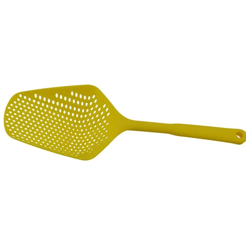 Long Handle Strainer Spoon – Pasta & Spaghetti Draining Scoop Colander – Best for Fried Food, Vegetables & Noodles – Available in Black, Green, Red & Yellow Colours