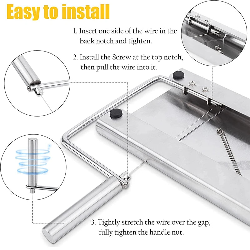 Cheese Slicer Board with Wire and 5 Replacement Wires