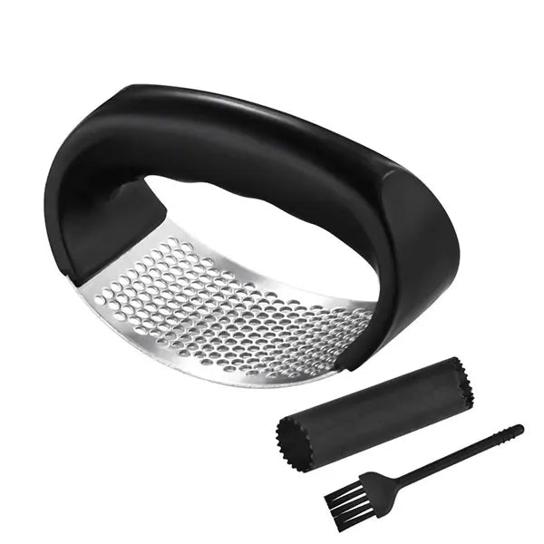 Stainless Steel Garlic Rocker Press – Manual Garlic & Ginger Crusher & Mincer – Best for Quick Minced Garlic – Available in Black & Silver