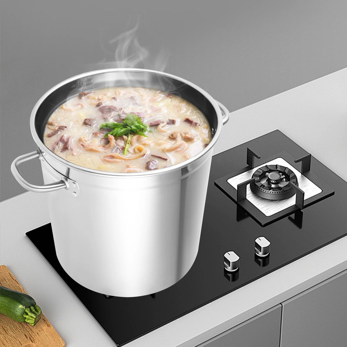 Stainless Steel Soup Pot with Stainless Steel Lid – Commercial Stockpot for Induction & Gas Hobs – Perfect for Home & Catering Kitchens (35L)