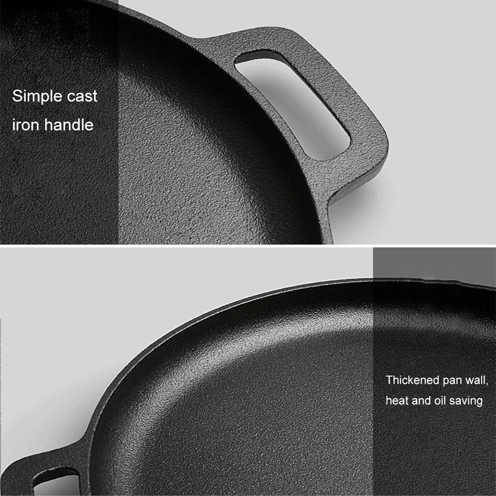 Cast Iron Pizza & Crepe Griddle Pan – Dual-Handle Skillet for Pancakes, BBQ, and Outdoor Cooking. Available Sizes: 30cm and 35cm
