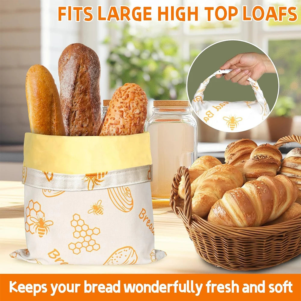Reusable Beeswax Bread Bag – Linen & Cotton Sourdough Storage Bag – Ideal for Keeping Homemade Bread Fresh