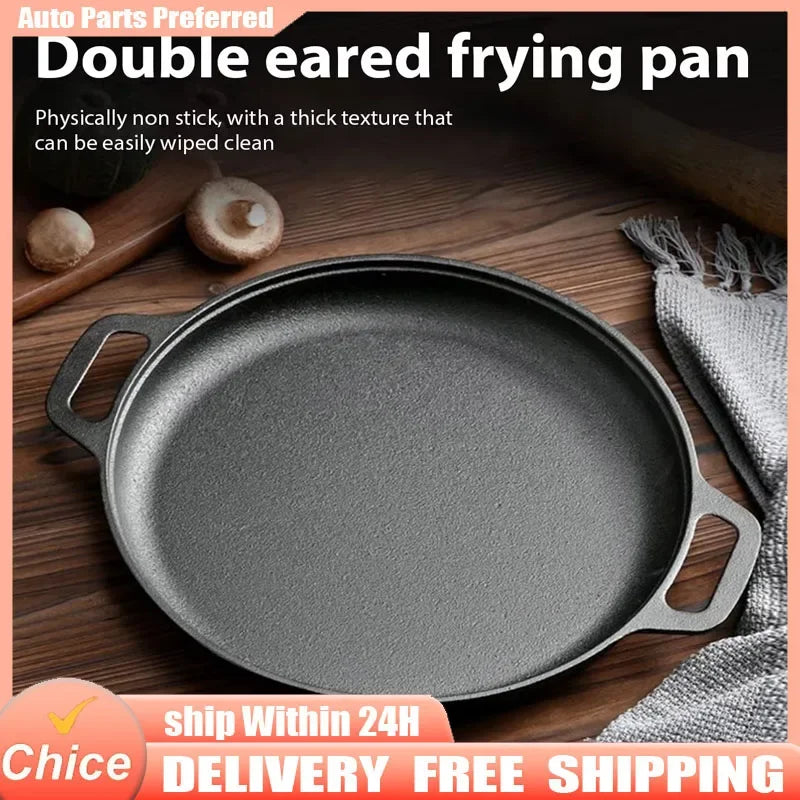 Large Cast Iron Flat Pan – Round Griddle Skillet for Pizza, Pancakes & Steaks – Ideal for Home & Outdoor Cooking – Available in 28cm, 30cm, 33cm & 35cm
