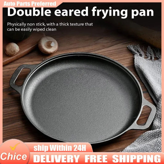 Large Cast Iron Flat Pan – Round Griddle Skillet for Pizza, Pancakes & Steaks – Ideal for Home & Outdoor Cooking – Available in 28cm, 30cm, 33cm & 35cm