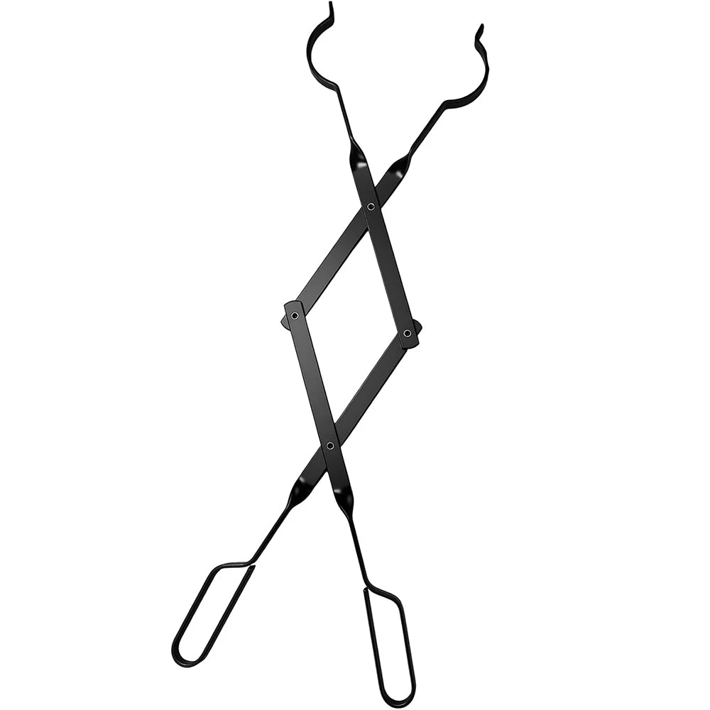 Firewood Tongs & Fire Poker Set with Wooden Handles – Rustproof Campfire & Fire Pit Set – Perfect for Fireplaces, Fire Pits & Campfires – Available as Tongs, Poker, Forks or Full Set