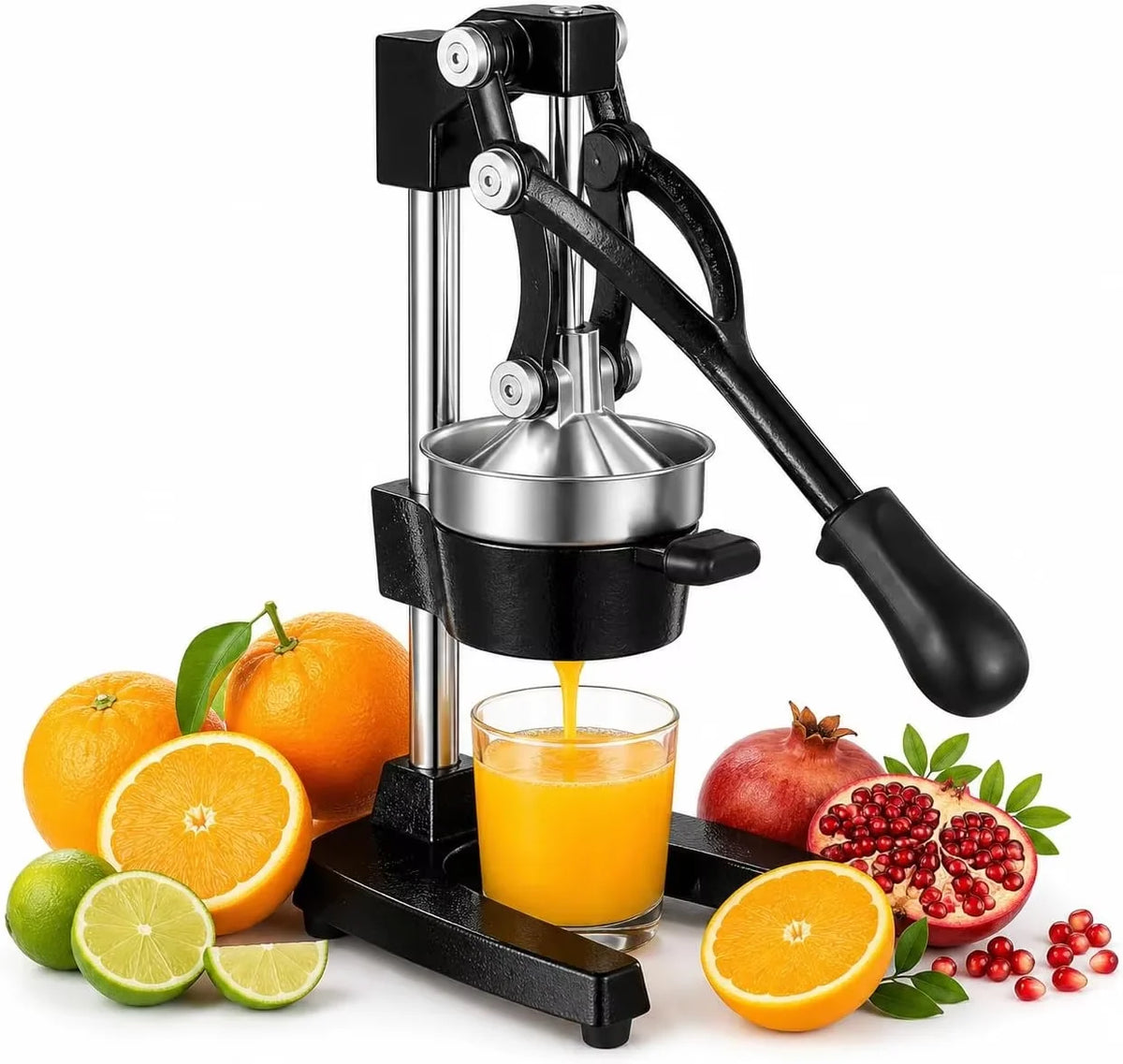 Cast Iron Lever Citrus Juicer – Heavy Duty Manual Lemon & Orange Squeezer with 304 Stainless Steel Press – Ideal for Fresh Juice with High Yield