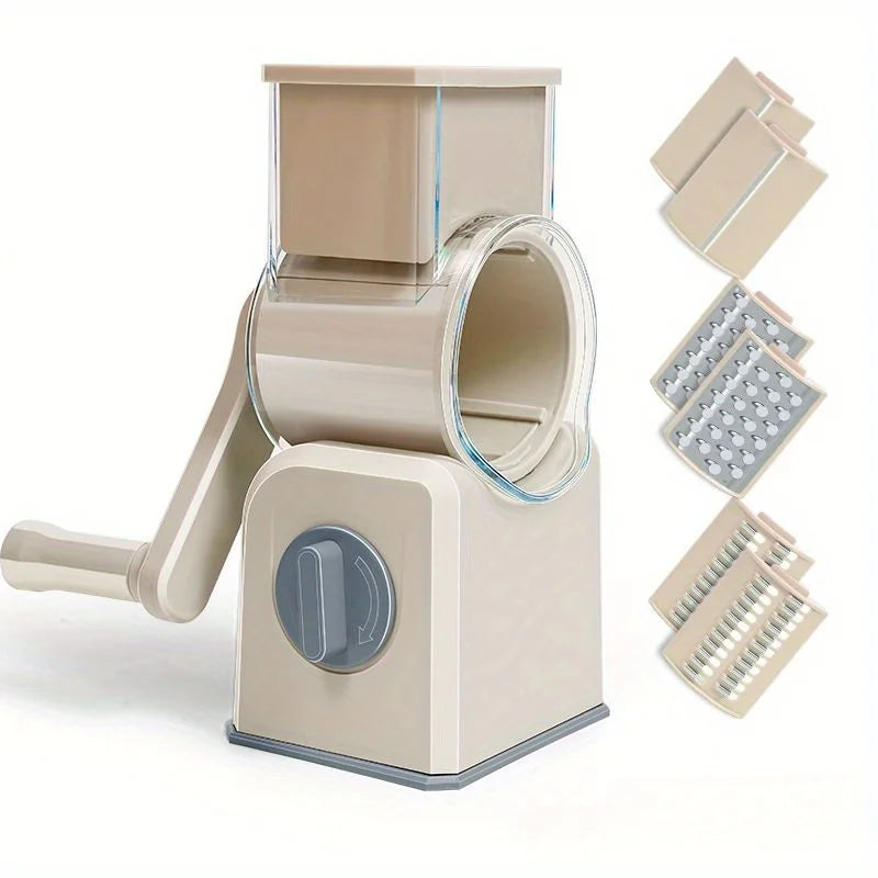Rotary Drum Vegetable Grater/Slicer Beige with 3