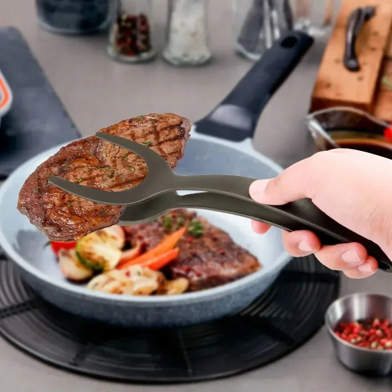 2-in-1 Flip Tongs with Egg Spatula – Nylon Grip Turner & Clamp for Pancakes, Eggs & Steak – Best for Non-Stick Pans