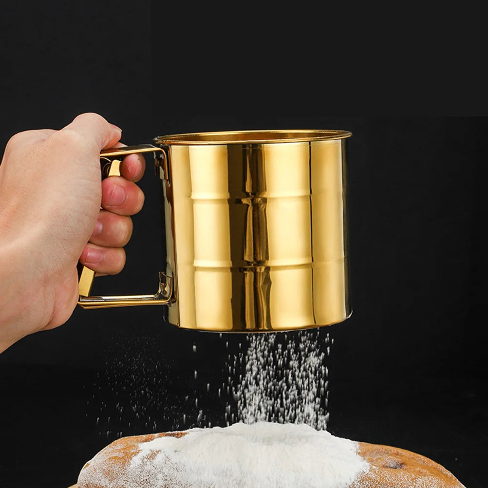 Strainer Stainless Steel Flour Sieve Baking Tool Sifter Metal Multipurpose Golden Cup