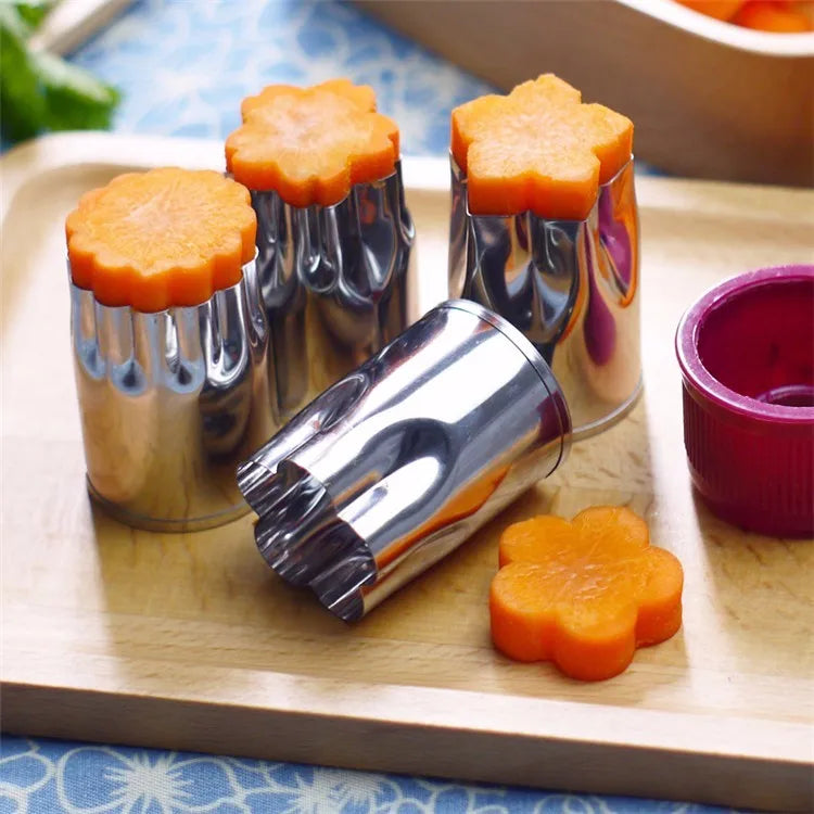 Stainless Steel Vegetable & Fruit Shape Cutters – Flower Cookie Cutter Moulds – Perfect for Kids Food, Bento & Garnishes