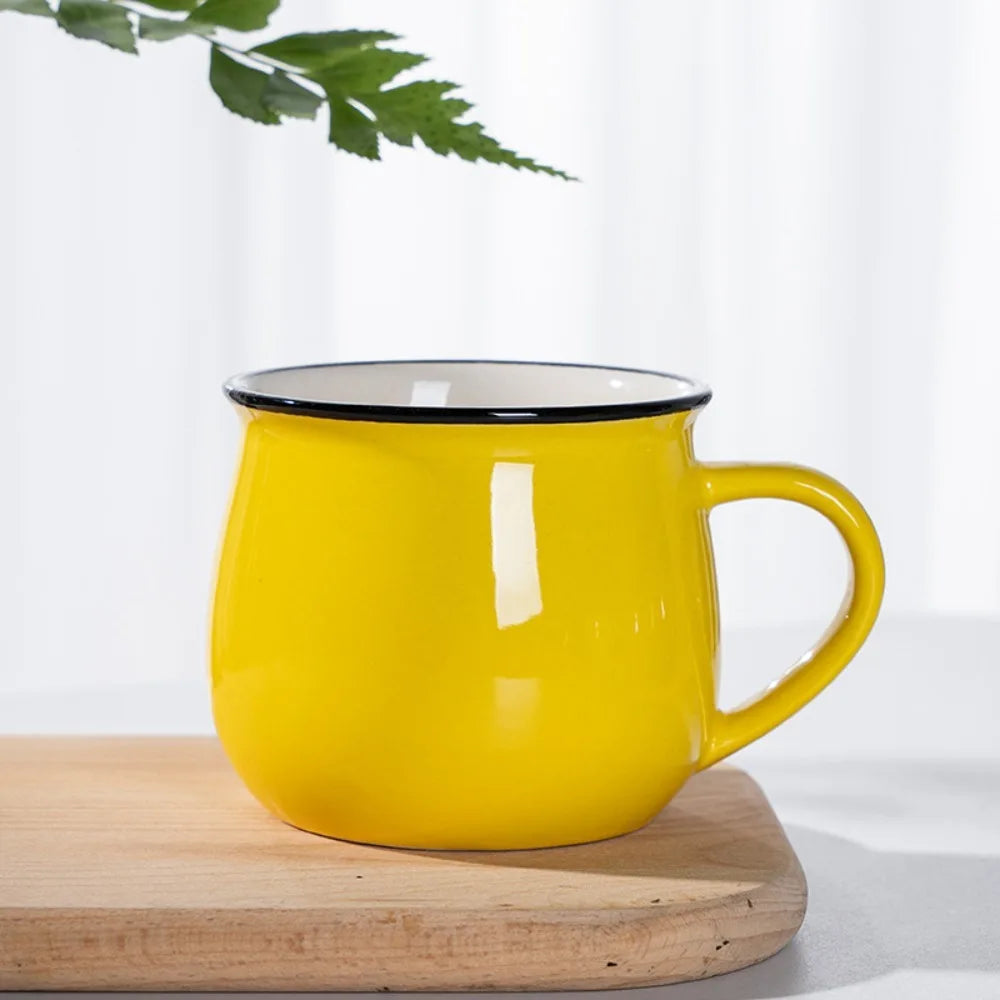 Nordic Ceramic Coffee & Tea Mug – Solid Colour Vintage Milk Cup, Available in 8 Colours & 2 Sizes (300ml / 400ml)