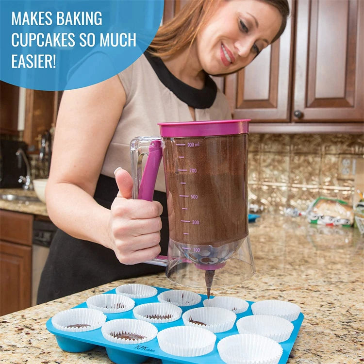 900ml Pancake Batter Dispenser with Measuring Label – 4 Cup Cupcake & Cookie Batter Dispenser – Great for Pancakes, Waffles & Cupcakes – Available in 1 Piece & 2 Pieces