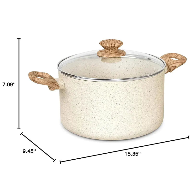 Stock Pot with Glass Lid & Wooden Handles-Available in Black & White Colour  – Capacity: 5L