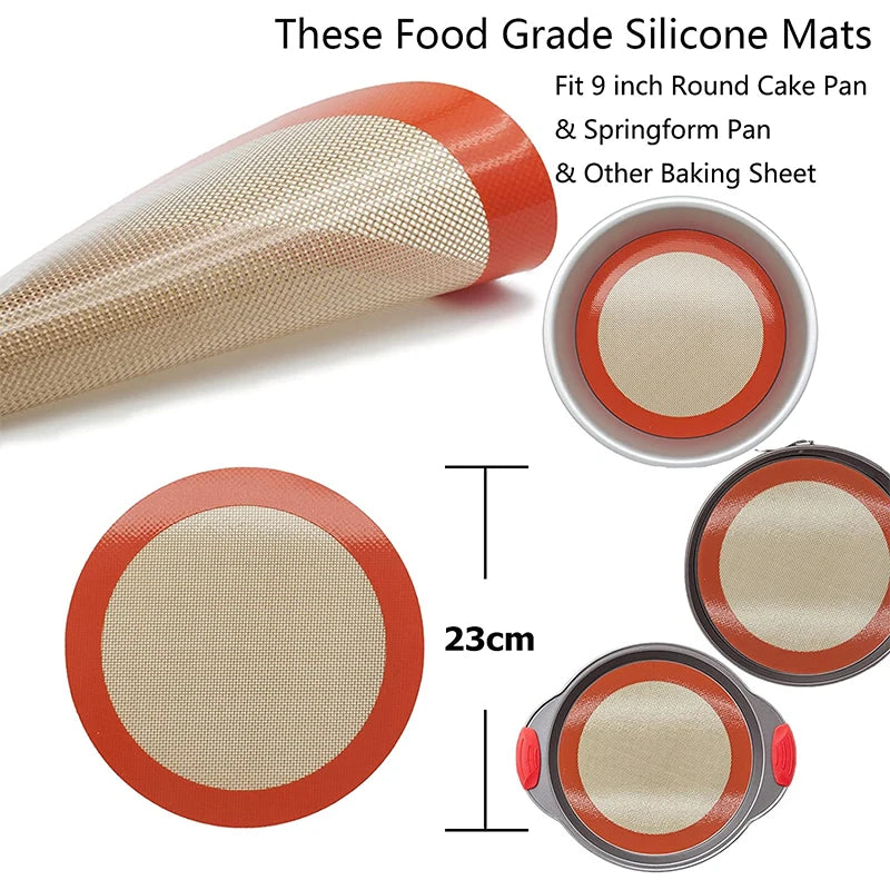 Round Non-Stick Silicone Baking Mat – Reusable Food Grade Oven Liner – Great for Macarons, Cookies & Pastry – Available in 13cm, 20cm & 23cm