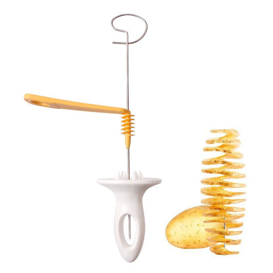 Tornado Spiral Potato Cutter with 4 Skewer Sticks – Stainless Steel Twisted Potato Slicer & Chips Maker – Great for Spiral Fries & Party Snacks