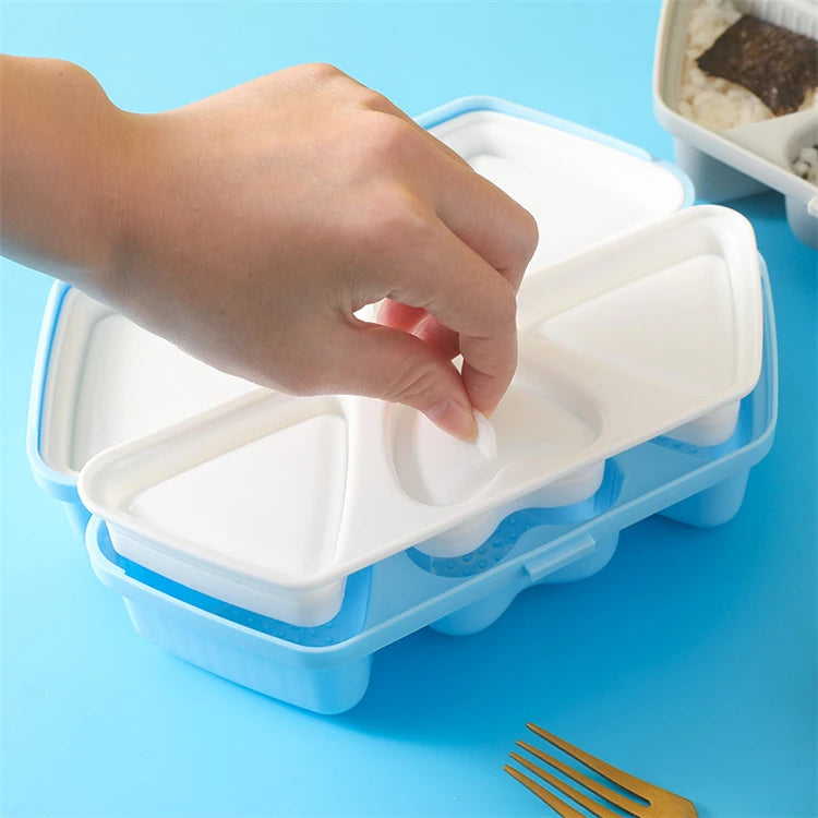6 in 1 Sushi & Onigiri Mould Set – Triangle, Heart & Musubi Rice Ball Maker Kit – Perfect for Sushi, Bento Boxes & Kids Lunches – Available in Grey & Blue Colours
