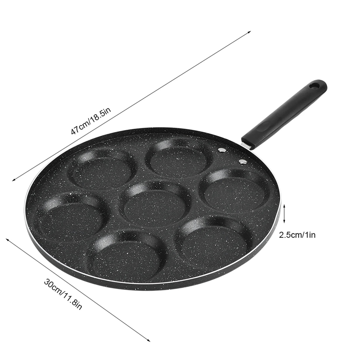 Non-Stick Fried Egg & Burger Pan with 7 Cups – Aluminium Breakfast Pan with Riveted Cool-Touch Handle – Great for Eggs, Pancakes & Burgers Style A United Kingdom