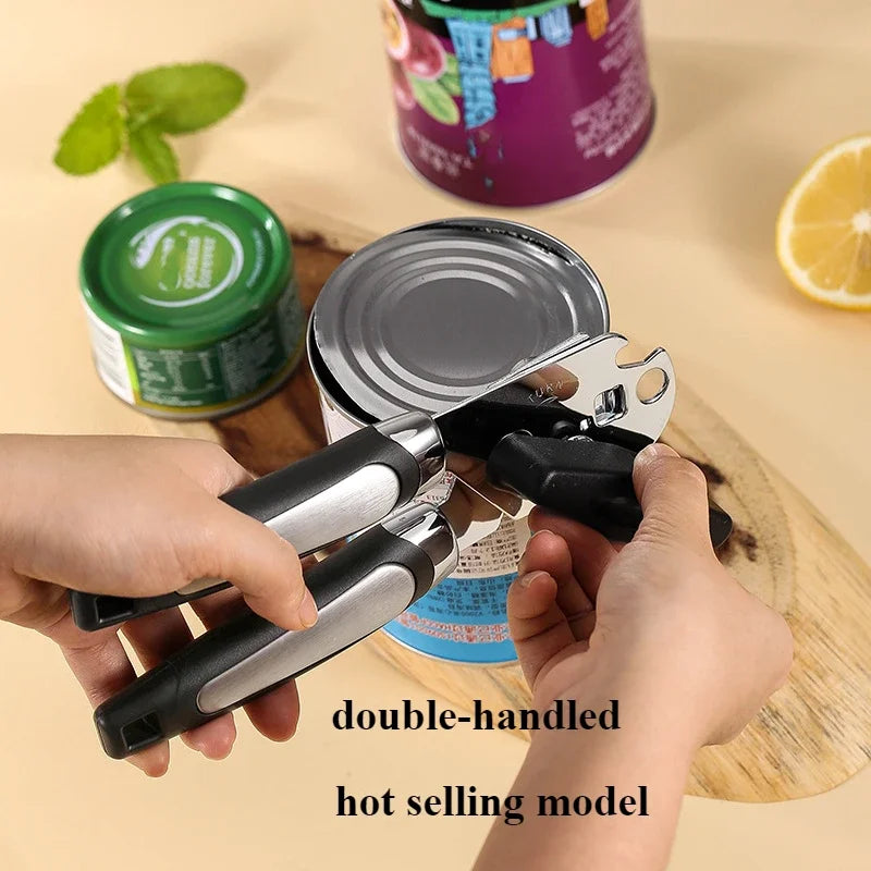 Heavy Duty Manual Can Opener with Bottle Opener – Stainless Steel Cutting Wheel & Easy-Turn Knob – Perfect for Tins, Cans & Bottle Caps