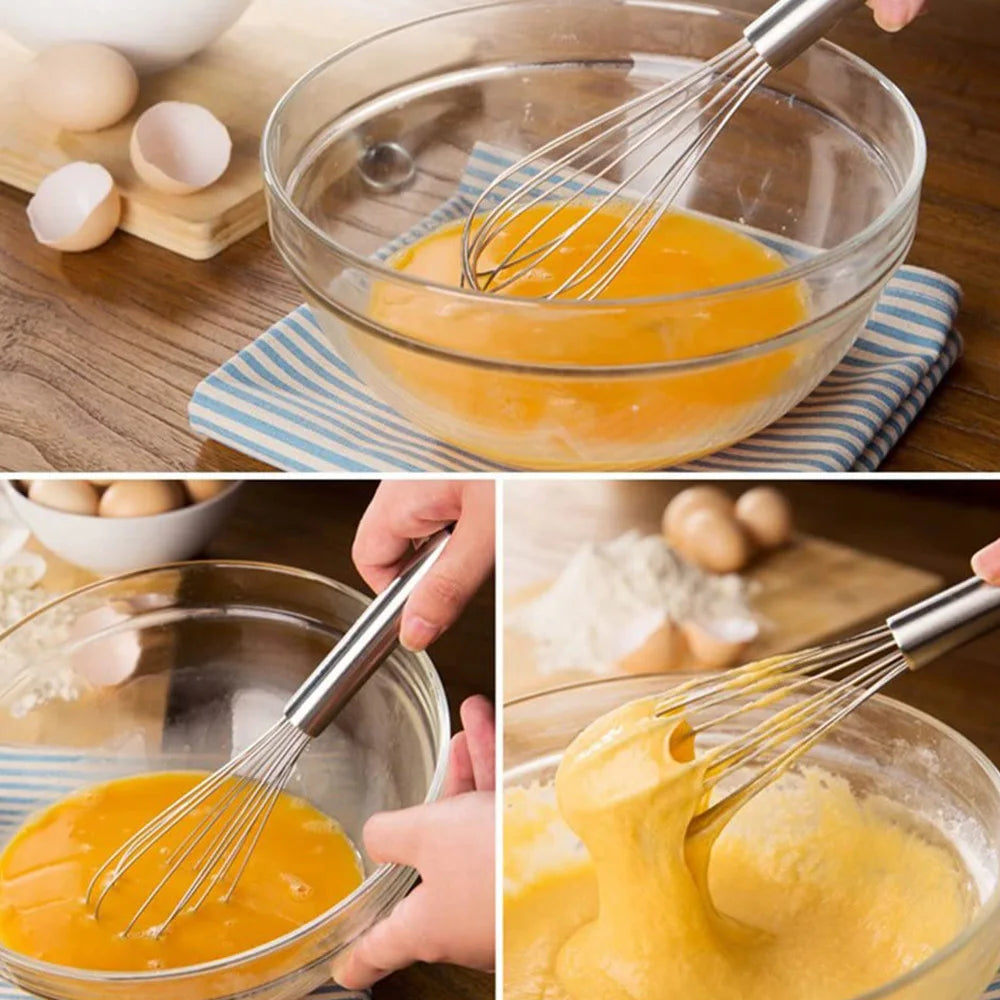 3 Piece Stainless Steel Balloon Whisk Set – 8, 10 & 12 Inch Wire Whisks with Stainless Grips – Perfect for Whisking, Beating & Blending