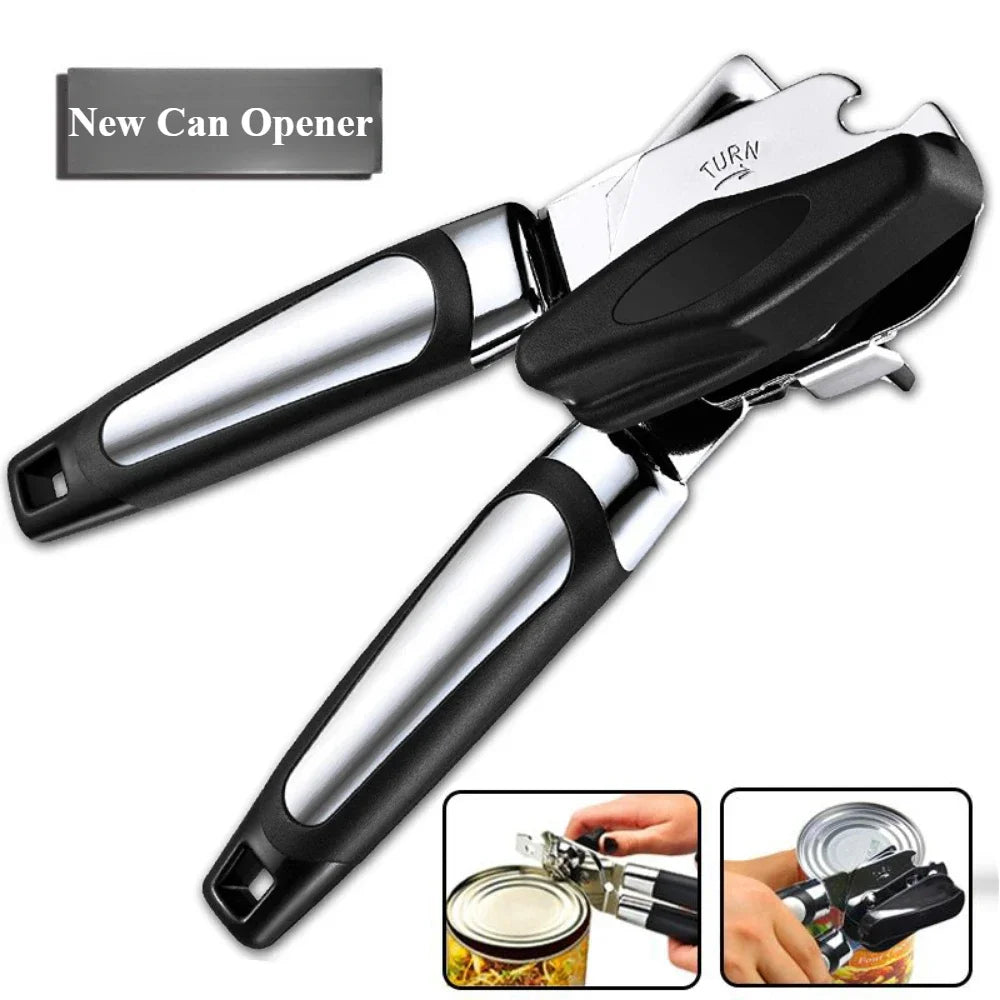 Heavy Duty Manual Can Opener with Bottle Opener – Stainless Steel Cutting Wheel & Easy-Turn Knob – Perfect for Tins, Cans & Bottle Caps